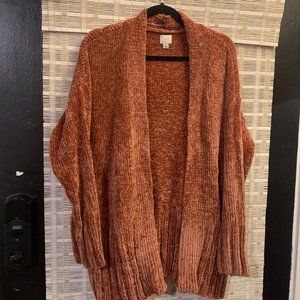 NWOT Rust Cardigan A New Day Soft Cozy Autumn Fall Sweater Ribbed Velvet Orange
